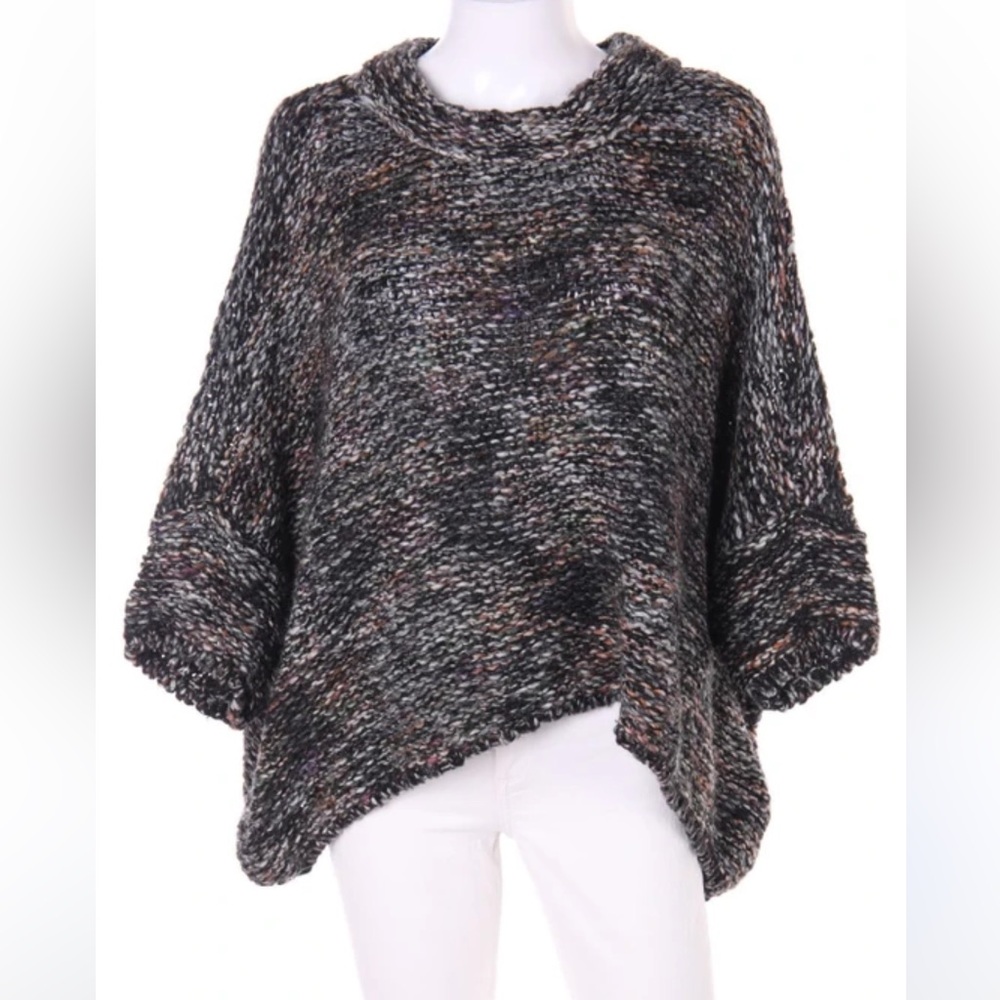 ZARA KNIT Italian Yarn oversized multicolor knit sweater poncho Size M